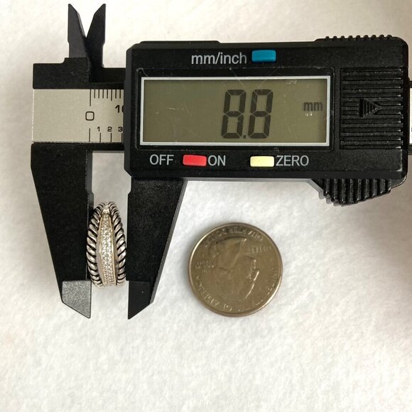 Sterling Silver 925 Gold Accent 2 Row Cubic Zirconia CZ Rope Band Ring Sz 7.75 - Picture 14 of 16